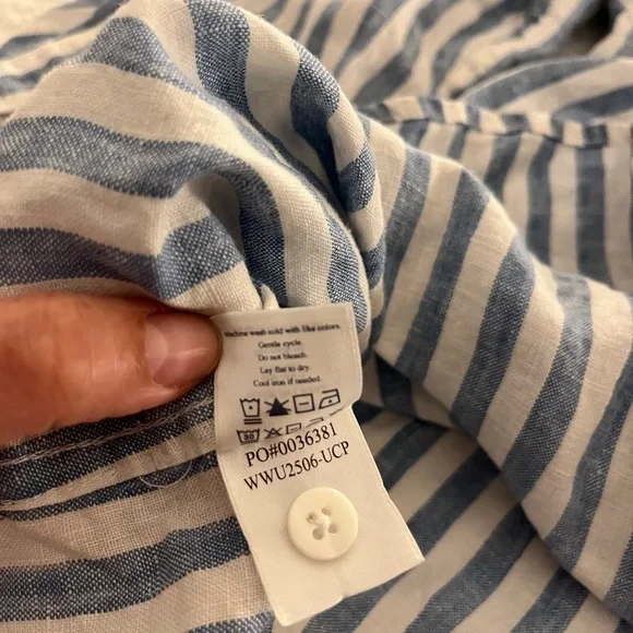 Faherty Laguna Linen blue white stripe M - Picture 12 of 12